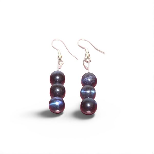 Boucle d'oreille œil du Faucon, en pierre naturelle de fabrication artisanale