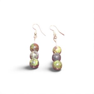 Boucles d'oreilles en Jaspe sang de Dragon, pierre naturelle de fabrication artisanale